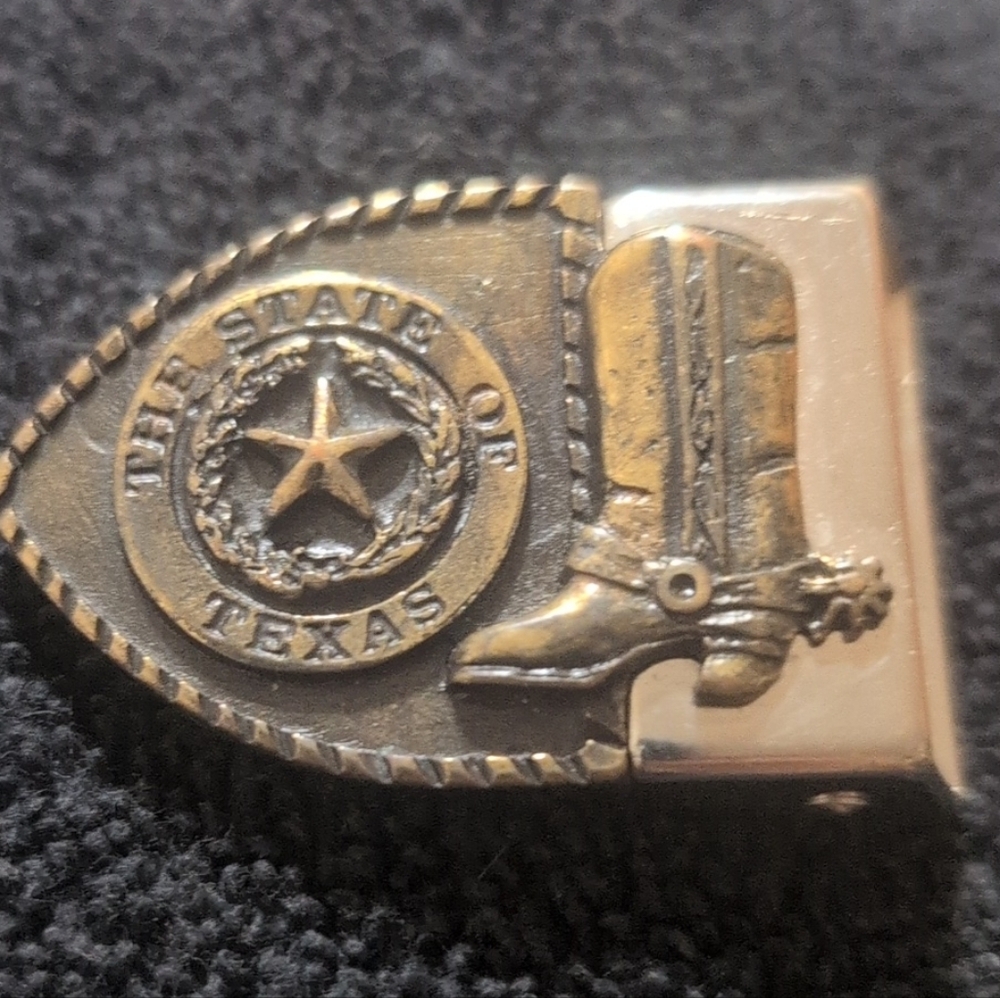 Vintage Texas Star Belt Buckle Cowboy Boot Western Brass Tone “The Best in Texas